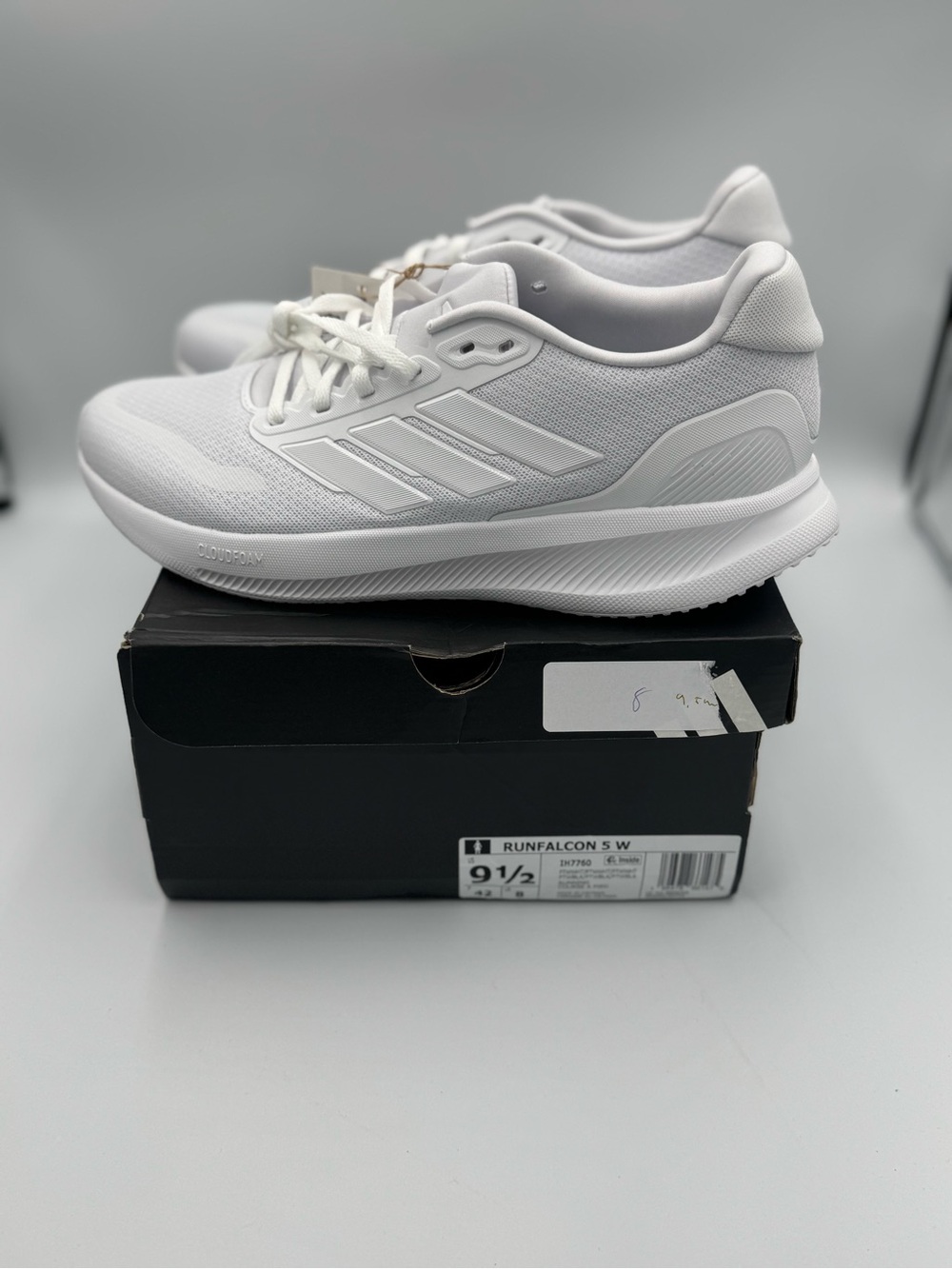 Adidas Runfalcon 5 Women’s Running Shoes Triple White Cloudfoam Size 9.5 NIB